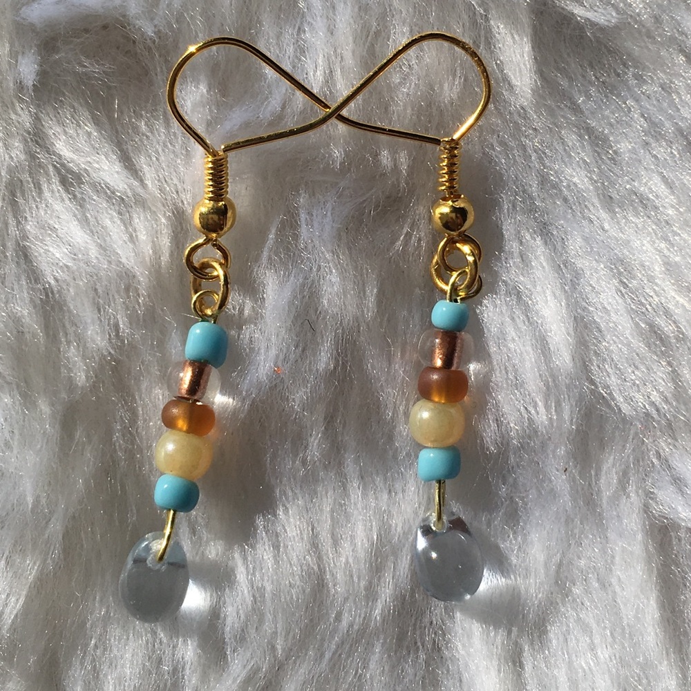 Unique Clear Raindrop Beaded Handmade Earrings CCO